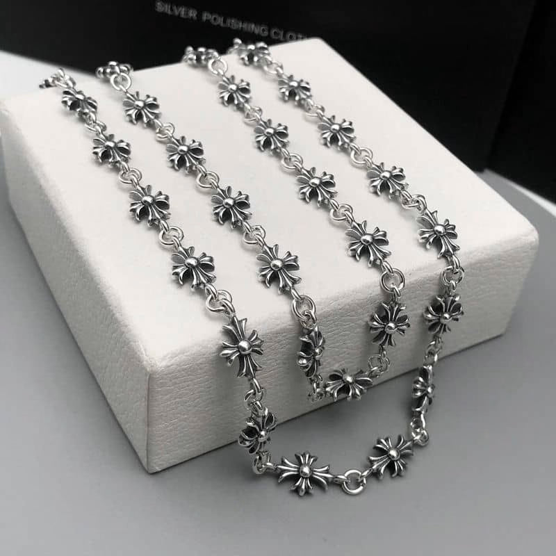 Authentic Chrome Hearts Chrome Hearts Tiny Cross Link Necklace – front view