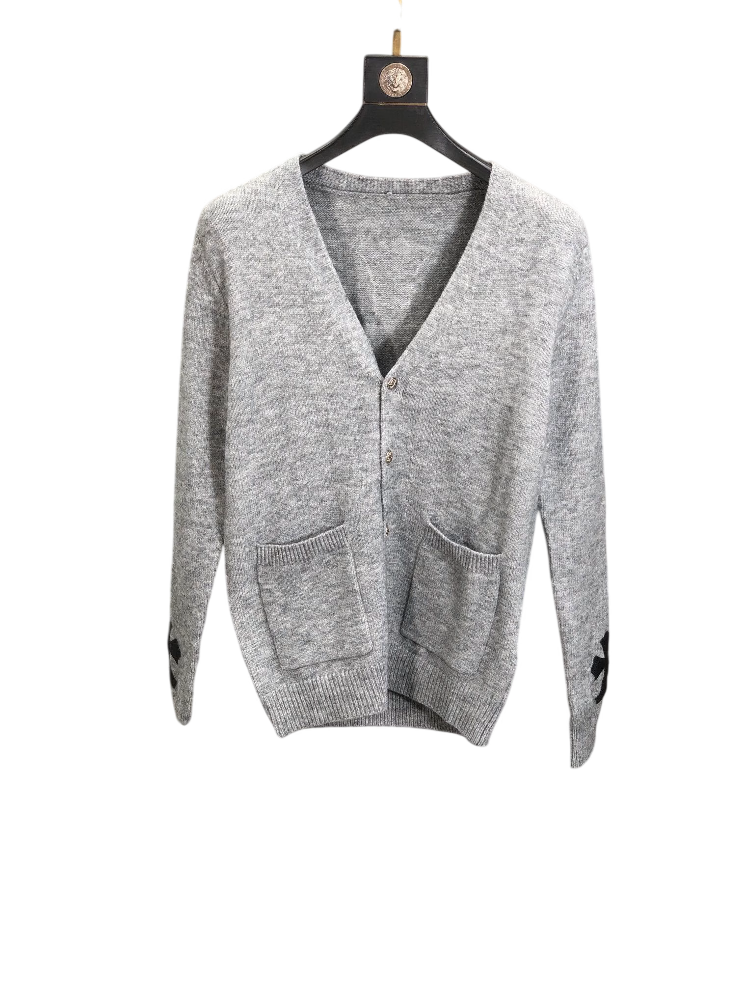 Authentic Chrome Hearts Chrome Hearts Leather Cross Patch Cardigan – front view
