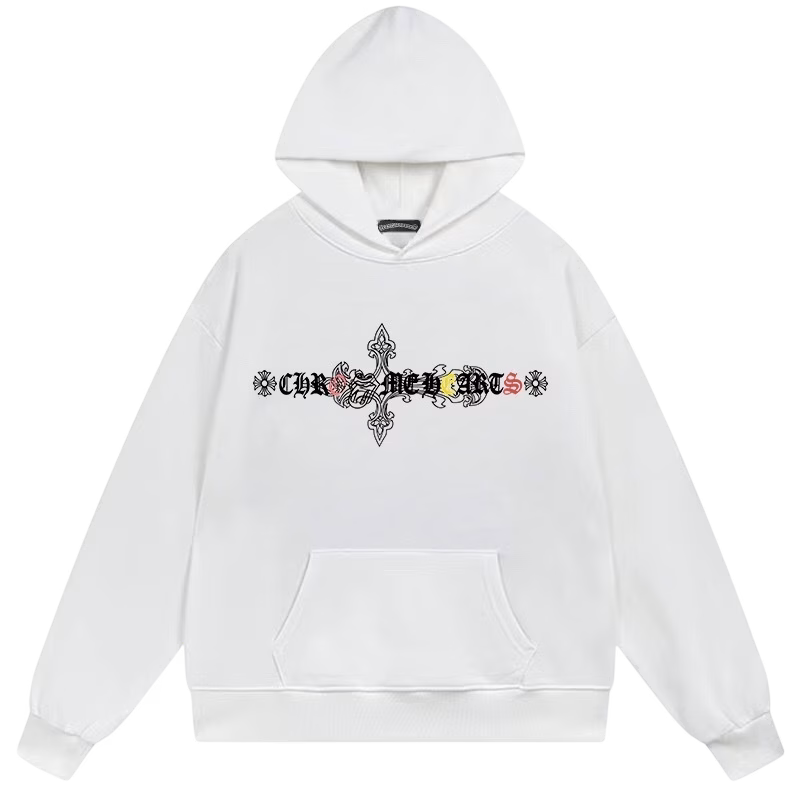 Authentic Chrome Hearts Chrome Hearts Artistic Cross Hoodie White – front view