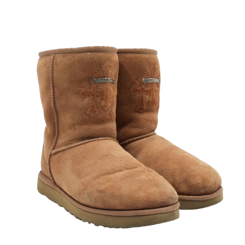 Authentic Chrome Hearts Chrome Heart Ugg Boots​ Brown – front view