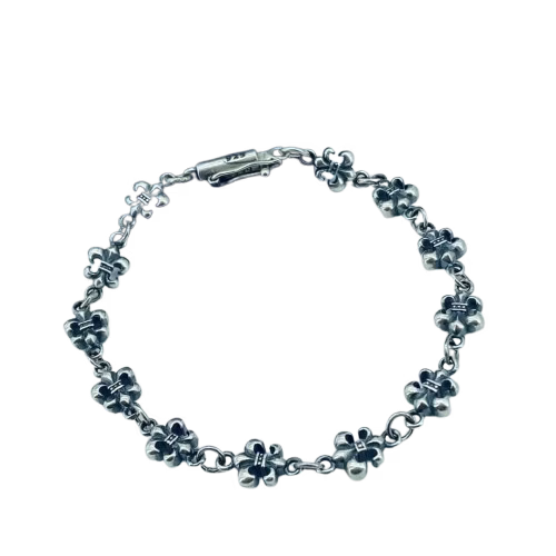 Authentic Chrome Hearts Chrome Hearts Floral Link Chain Bracelet – front view