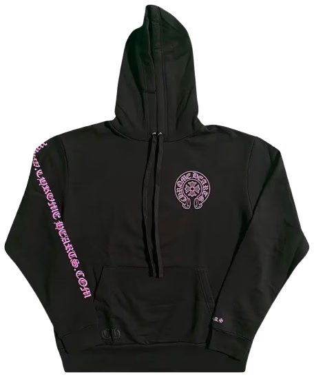 Authentic Chrome Hearts CH Pink and Black Horse Show Logo Hoodie – front view