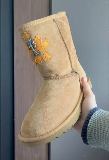 Authentic Chrome Hearts Chrome Hearts Brown Triple Cross UGG Boots – front view