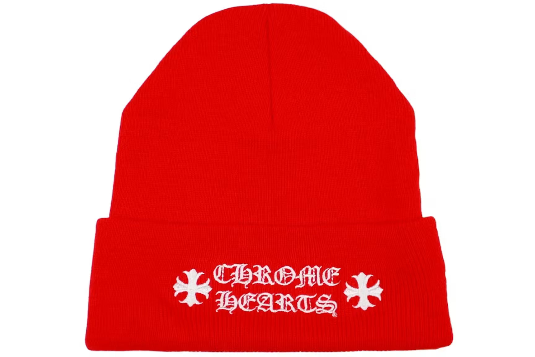 Authentic Chrome Hearts Chrome Hearts Logo Beanie Red – front view