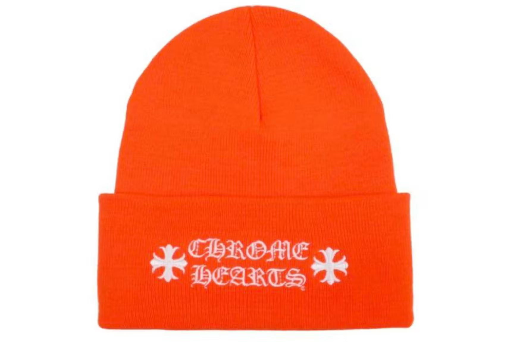 Authentic Chrome Hearts Chrome Hearts Logo Beanie Safety Orange – front view