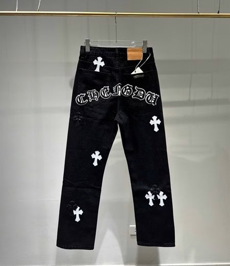 Chrome Hearts Black White Label Jeans – pants front view