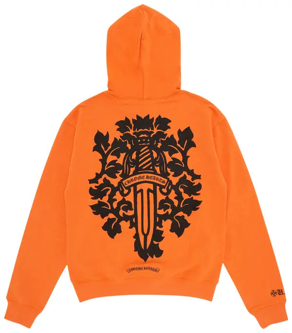 Authentic Chrome Hearts Chrome Hearts Vine Dagger Hoodie Orange & Black – front view