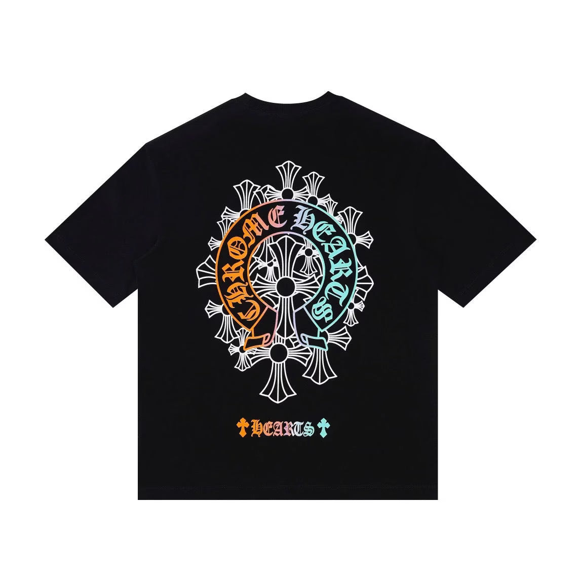 Authentic Chrome Hearts Chrome Hearts Rainbow Horseshoe Cross T-Shirt Black – front view
