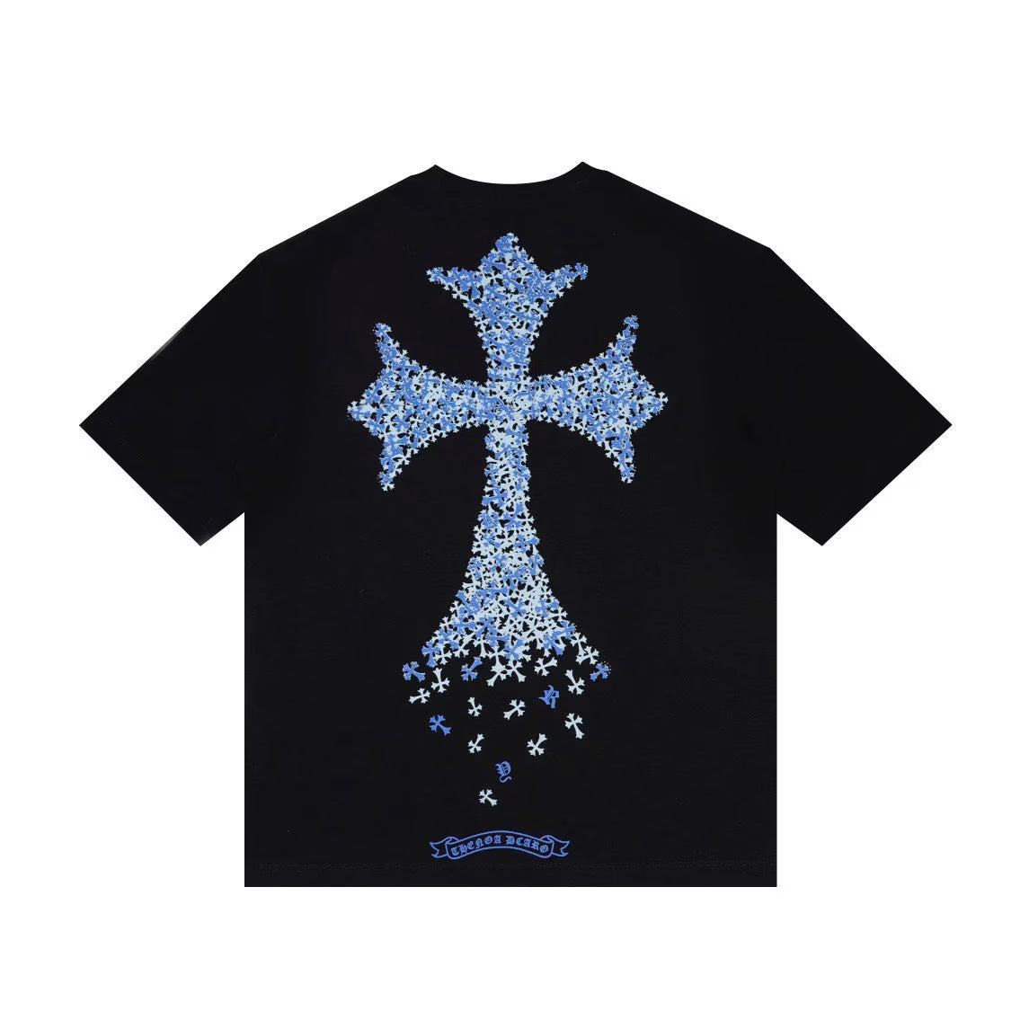Authentic Chrome Hearts Chrome Hearts Blue Floral Cross T-Shirt Black – front view