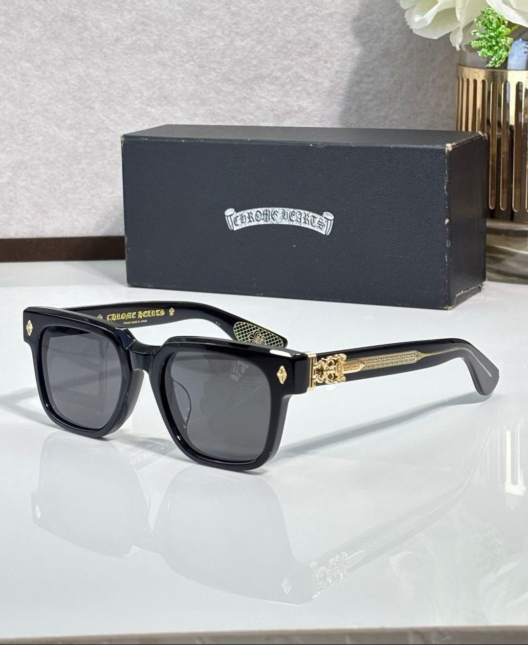 Authentic Chrome Hearts Thick Chrome Hearts Glasses – sunglasses front view
