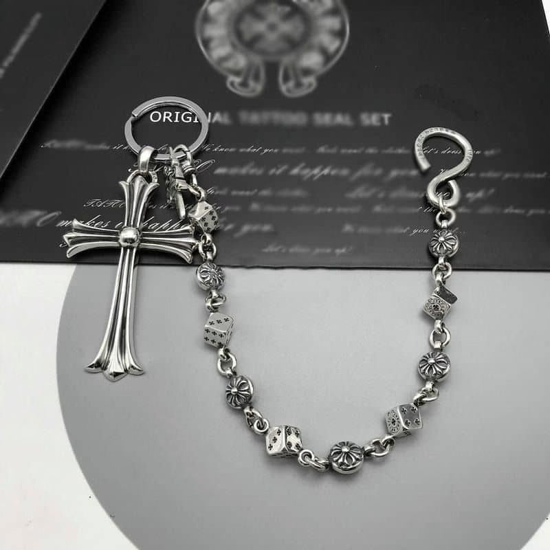 Authentic Chrome Hearts Chrome Hearts Cross Dice Wallet Chain â€“ front view