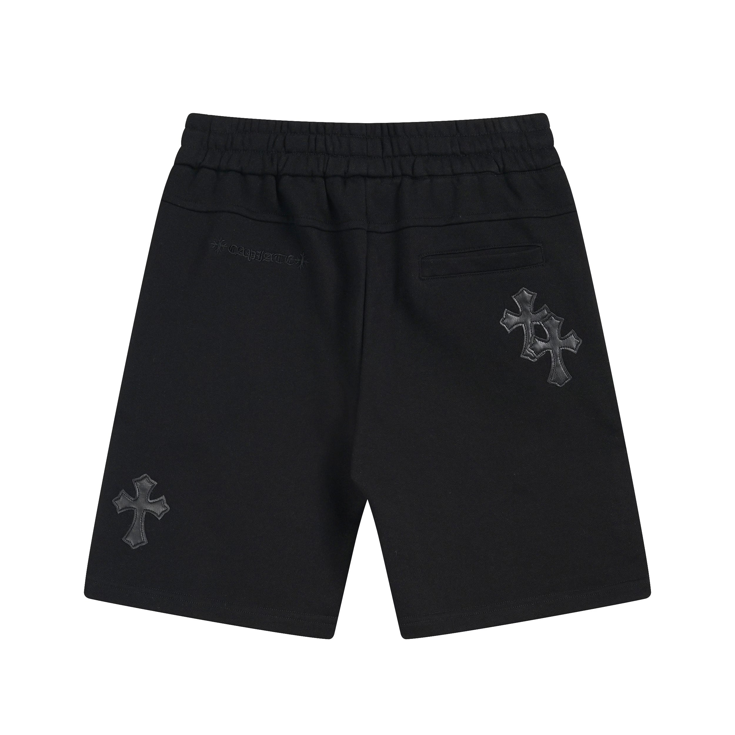 Authentic Chrome Hearts Chrome Hearts Black Cross Sweat Shorts â€“ front view