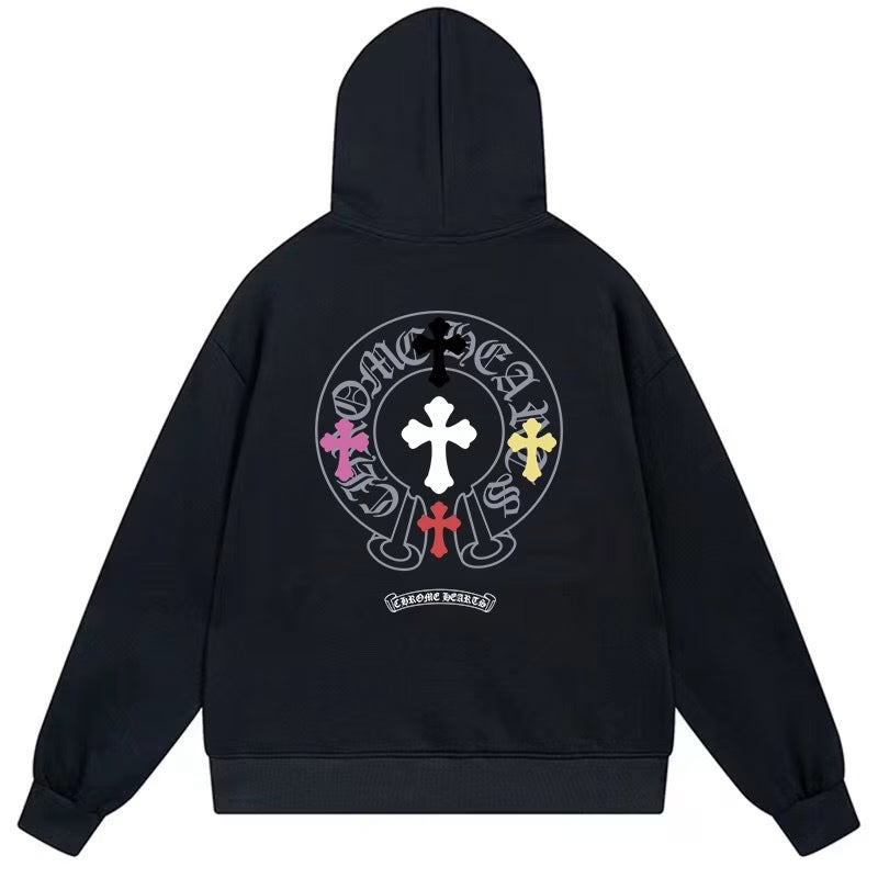 Authentic Chrome Hearts Chrome Hearts Black Multi Cross Cemetery Pullover Hoodie â€“ front view