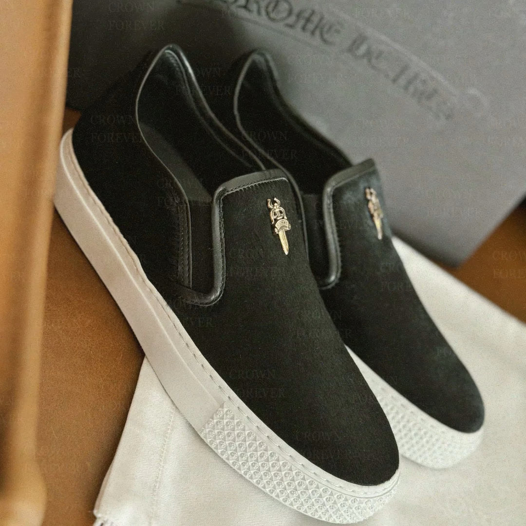 Authentic Chrome Hearts Chrome Hearts Dagger Slip On Horse Hair Shoe â€“ front view