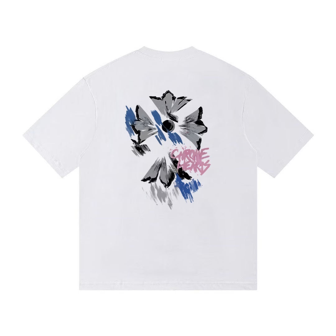 Authentic Chrome Hearts Chrome Hearts Floral Graffiti Cross Tee White â€“ front view