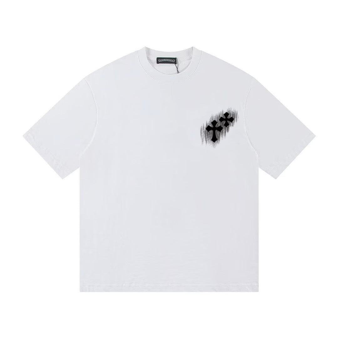 Authentic Chrome Hearts Chrome Hearts Cemetery Cross Spray Logo Tee (White) â€“ front view