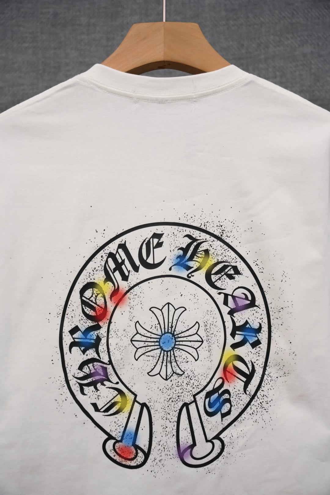 Authentic Chrome Hearts Chrome Hearts Rainbow Horseshoe Logo T-Shirt (White) â€“ front view