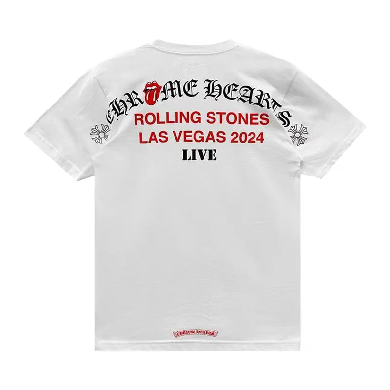 Authentic Chrome Hearts Chrome Hearts Las Vegas Rolling Stones Pocket White Shirt â€“ front view