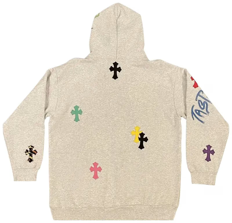 Authentic Chrome Hearts Chrome Hearts 1 Of 1 Matty Boy Cross Hoodie ‘Grey/Multicolor’ â€“ front view