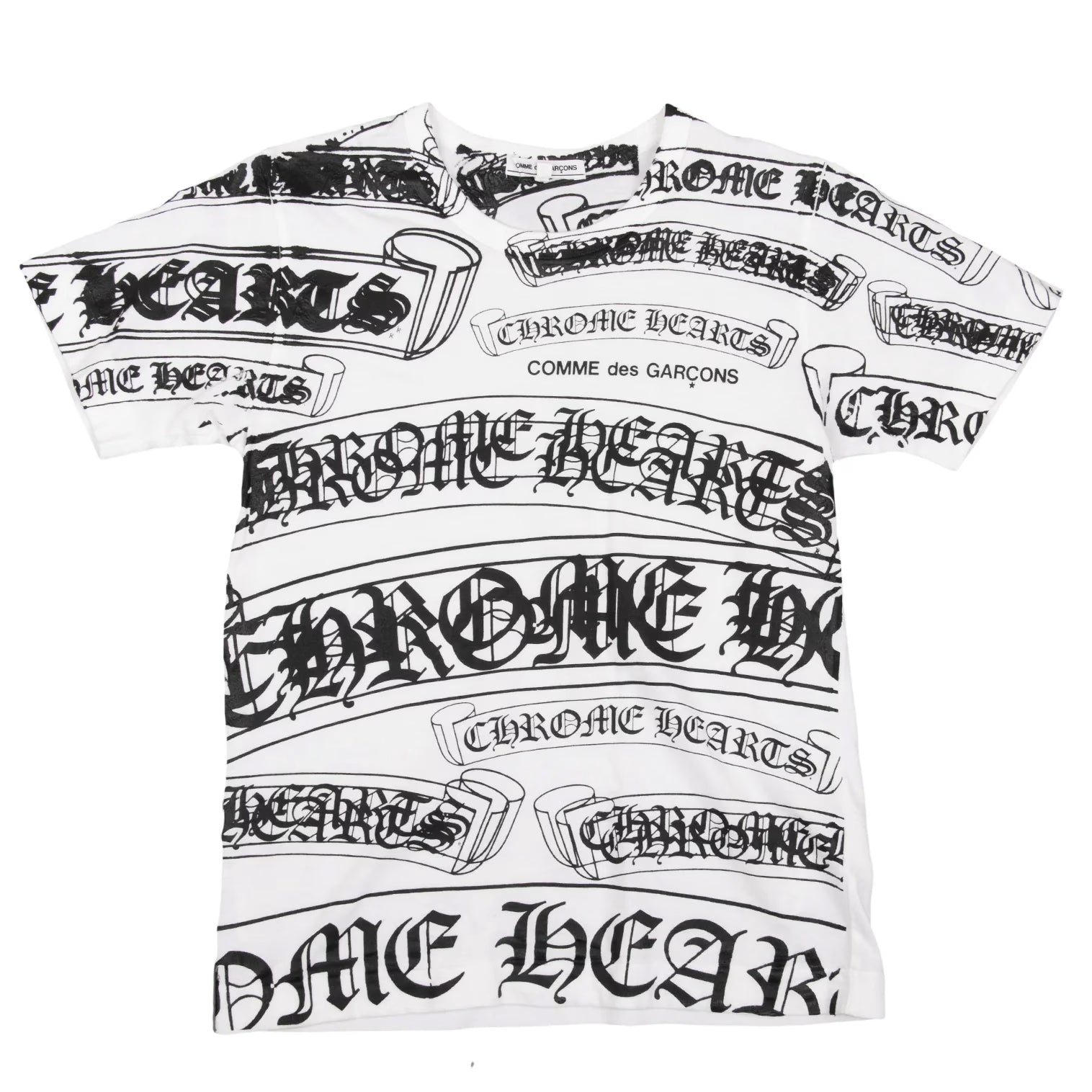 Authentic Chrome Hearts Chrome Hearts Comme des Garcons Printed T-Shirt White, Black â€“ front view