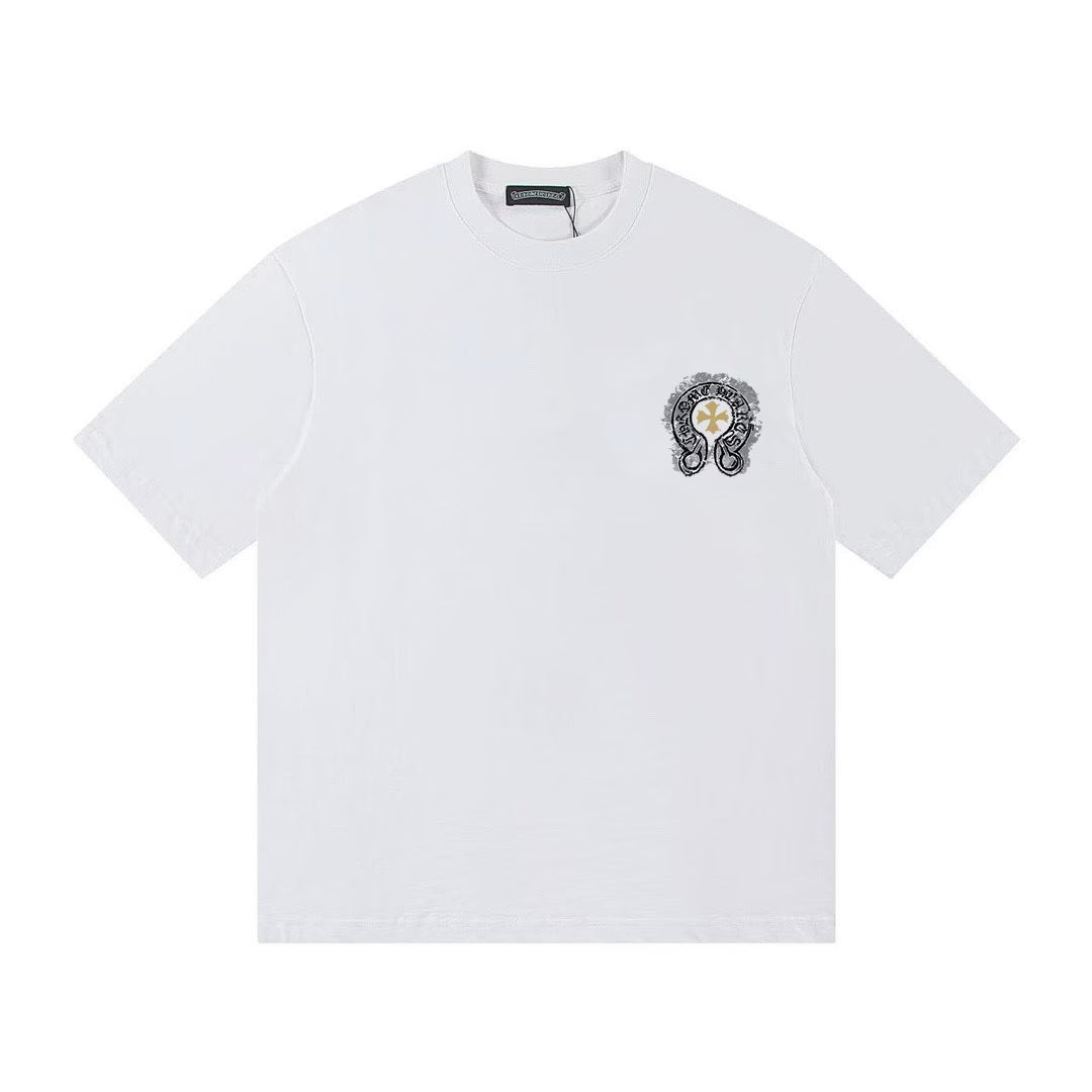 Authentic Chrome Hearts Chrome Hearts White Gold Cross Horseshoe Tee â€“ front view