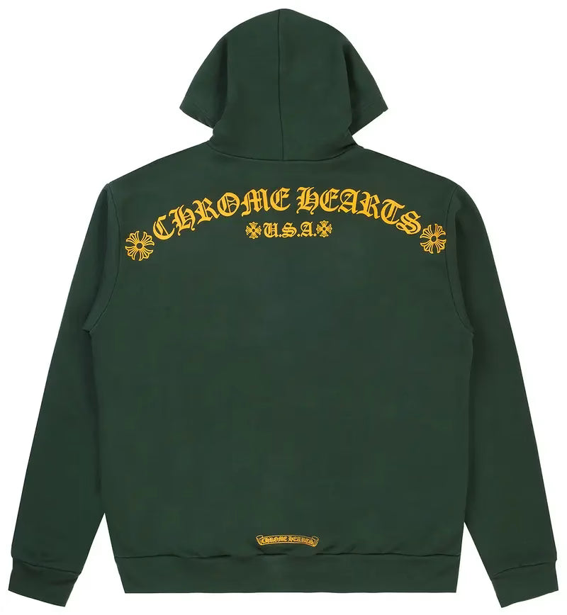 Authentic Chrome Hearts Chrome Hearts T Bar hoodie Green/Gold â€“ front view