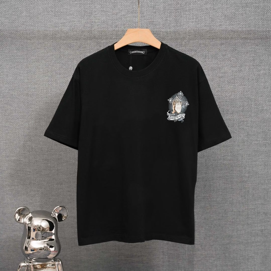 Authentic Chrome Hearts Chrome Hearts Praying Hands Cross Tee (Black) â€“ front view