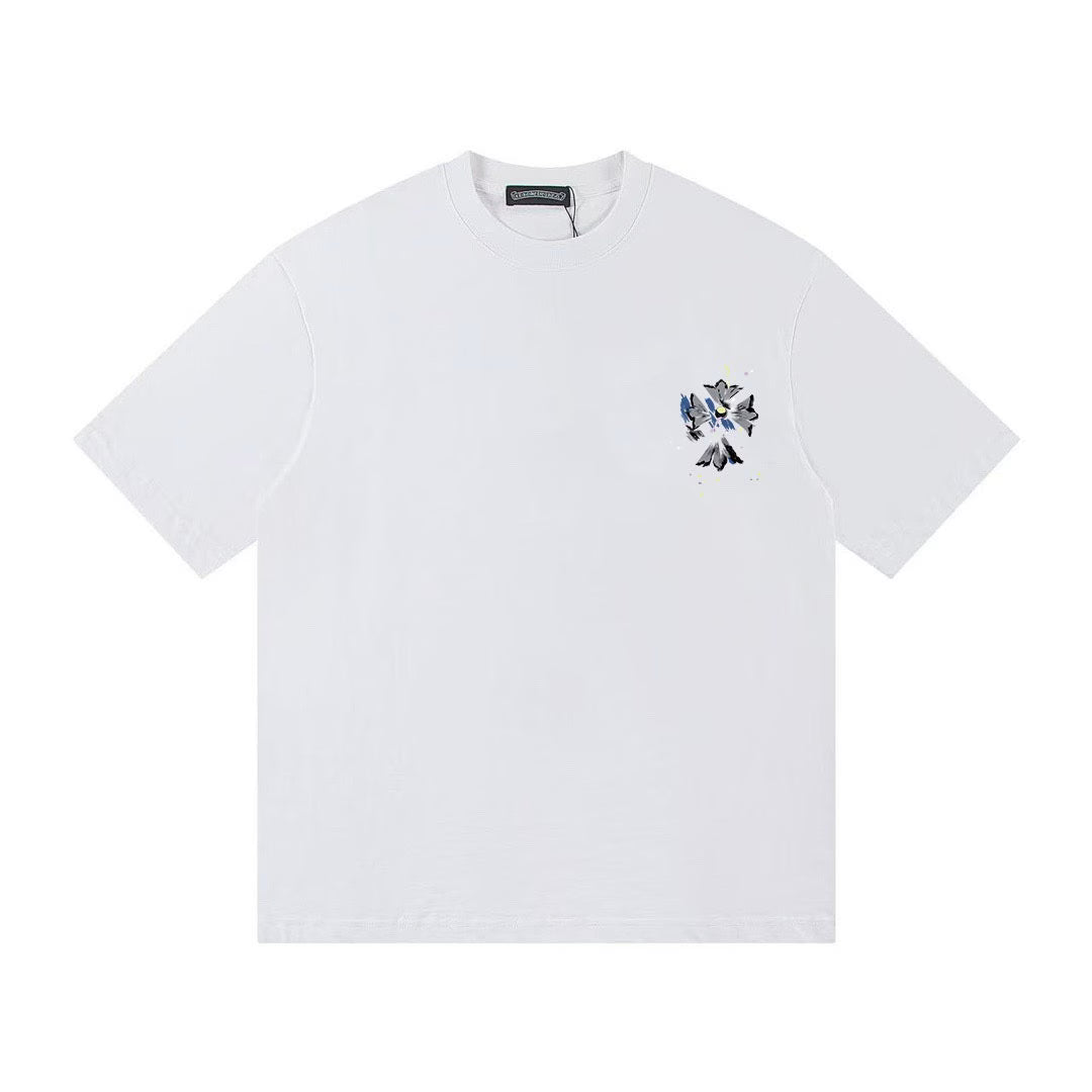 Authentic Chrome Hearts Chrome Hearts Floral Graffiti Cross Tee White â€“ front view