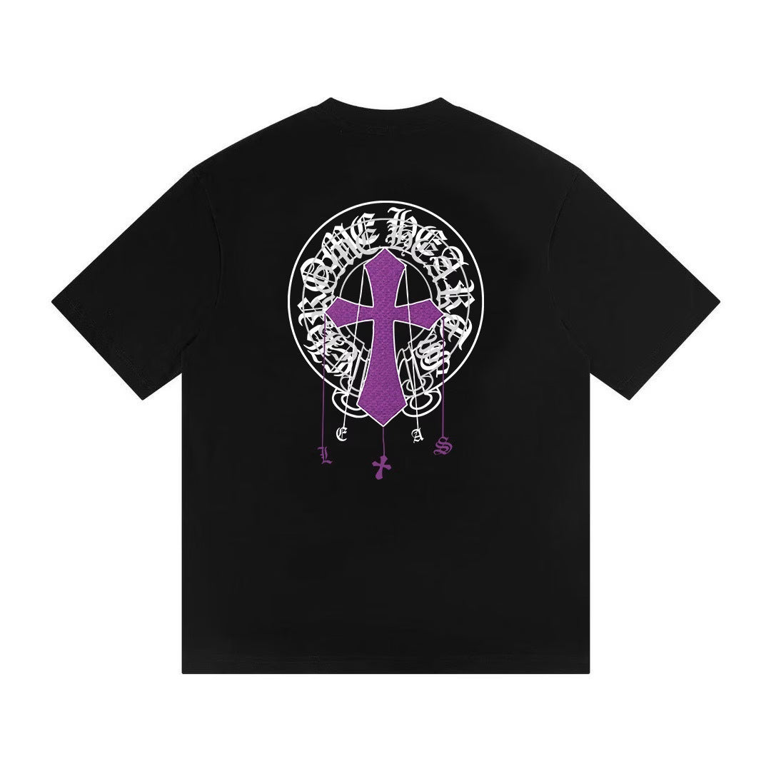 Authentic Chrome Hearts Chrome Hearts Cemetery Cross Logo Tee (Purple) â€“ front view