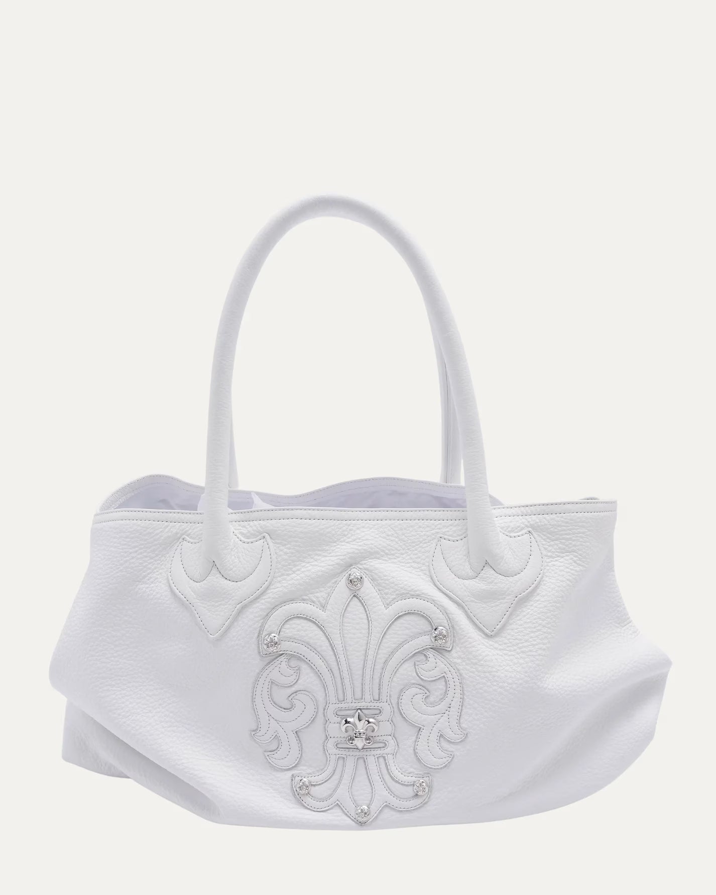 Authentic Chrome Hearts Chrome Hearts Embellished Fleur Patch Tote Bag â€“ front view