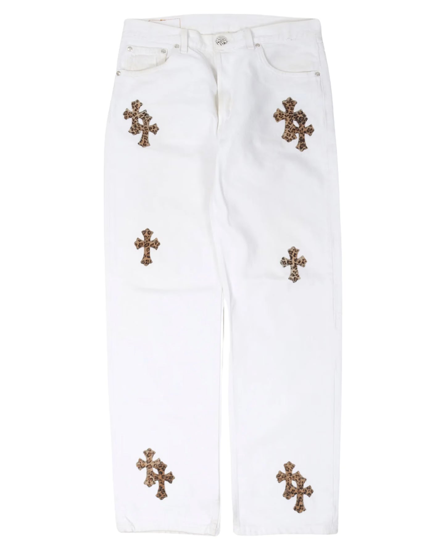 Authentic Chrome Hearts Chrome Hearts Leviâ€™s Leopard Cross Patch Jeans â€“ front view