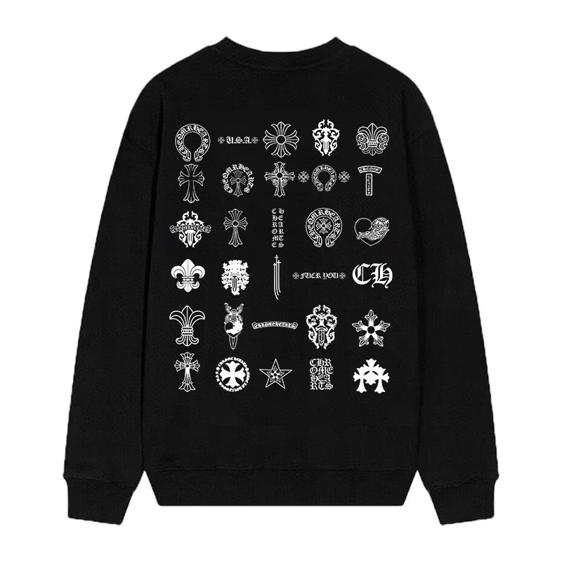 Authentic Chrome Hearts Chrome Hearts Multi Logo Long Sleeve Tee Black â€“ front view