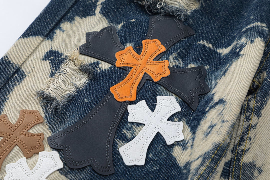 Authentic Chrome Hearts Chrome Hearts Tie Dye Multicolor Cross Jeans â€“ front view