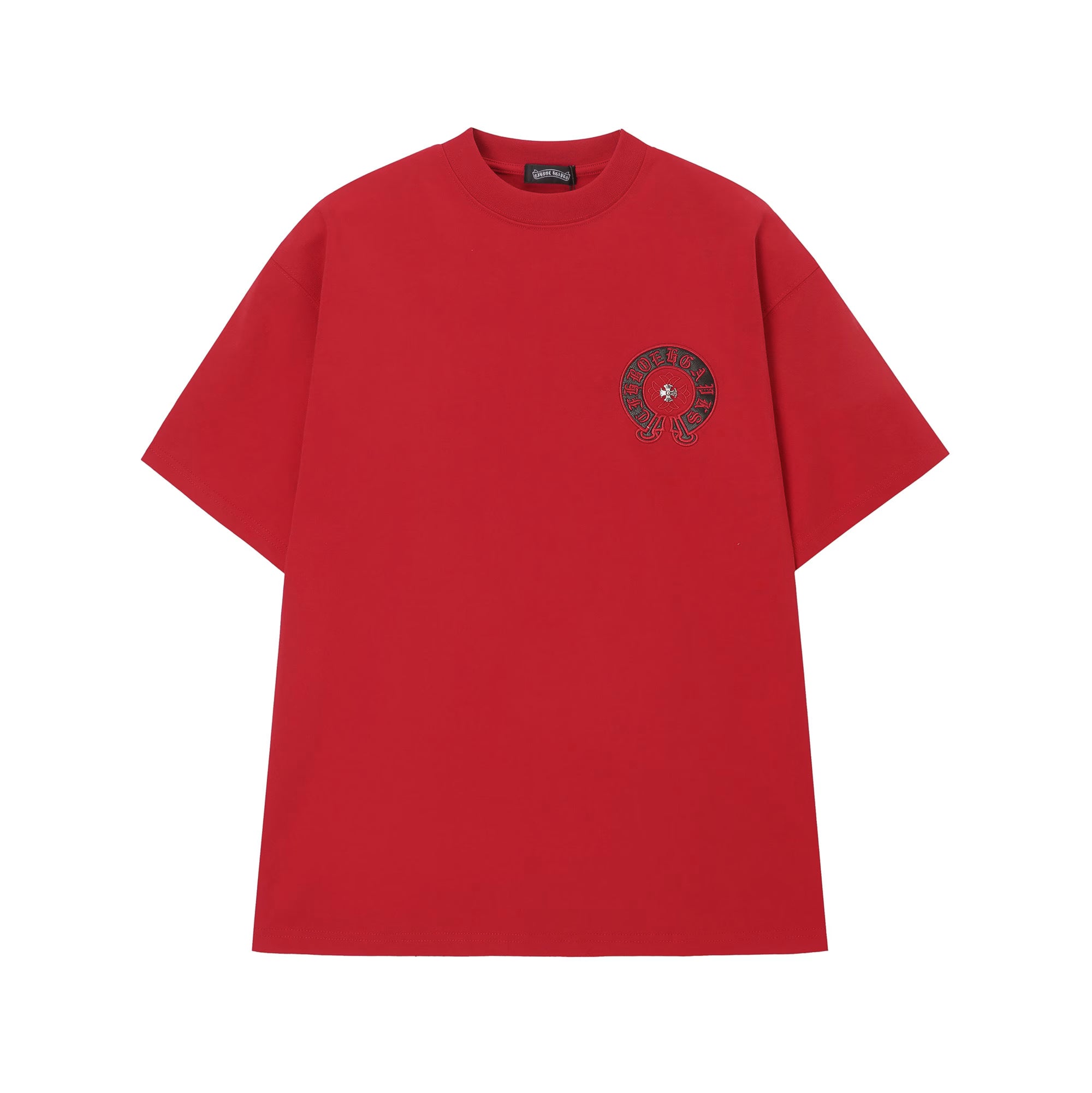 Authentic Chrome Hearts Chrome Hearts Red Horseshoe Cross Logo T-Shirt Red â€“ front view