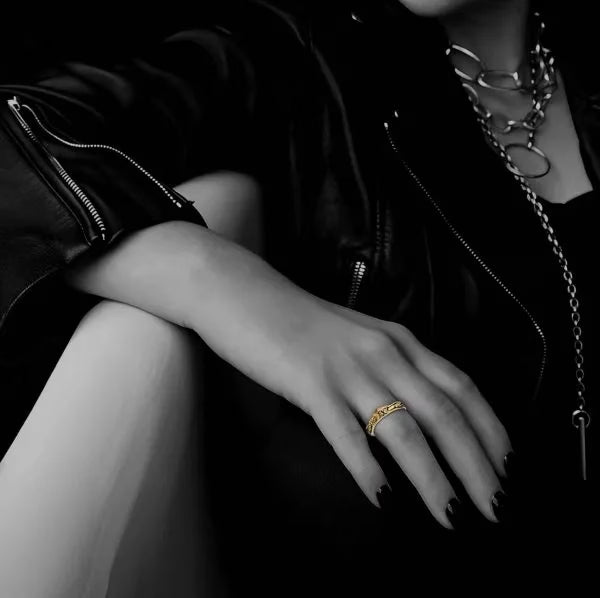 Authentic Chrome Hearts 22K Gold Sbt Band Ring â€“ front view