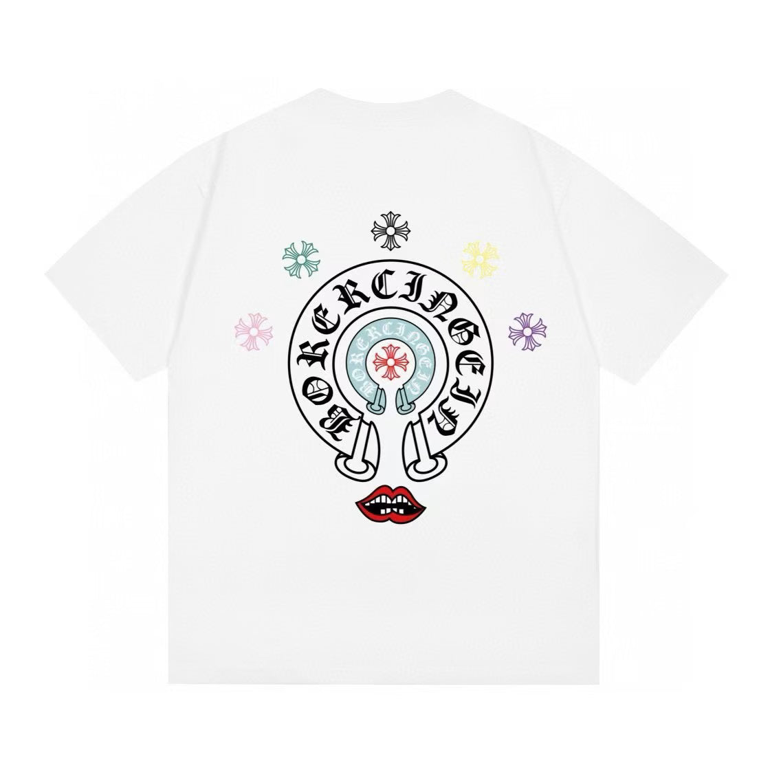 Authentic Chrome Hearts Chrome Hearts Multi Logo And Lips Design T-Shirt â€“ front view