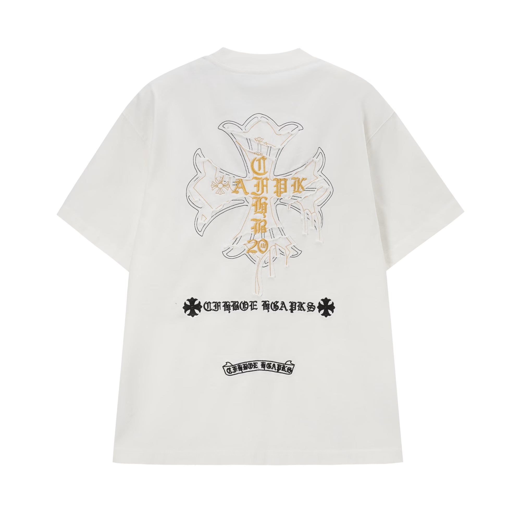 Authentic Chrome Hearts Chrome Hearts White Cemetery Cross Logo T-Shirt â€“ front view
