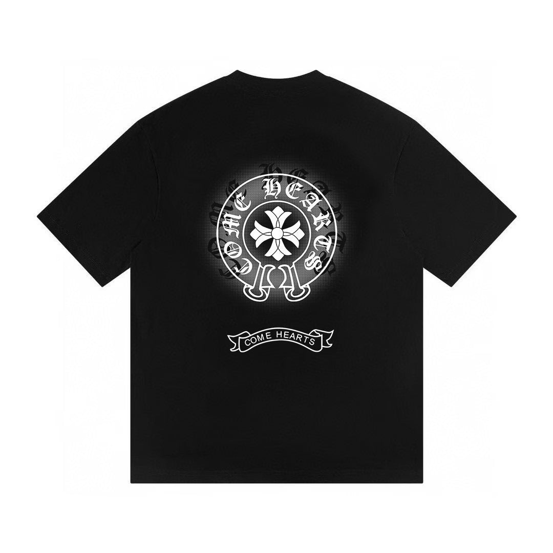 Authentic Chrome Hearts Chrome Hearts Horseshoe Floral Cross Graphic Black T-Shirt â€“ front view