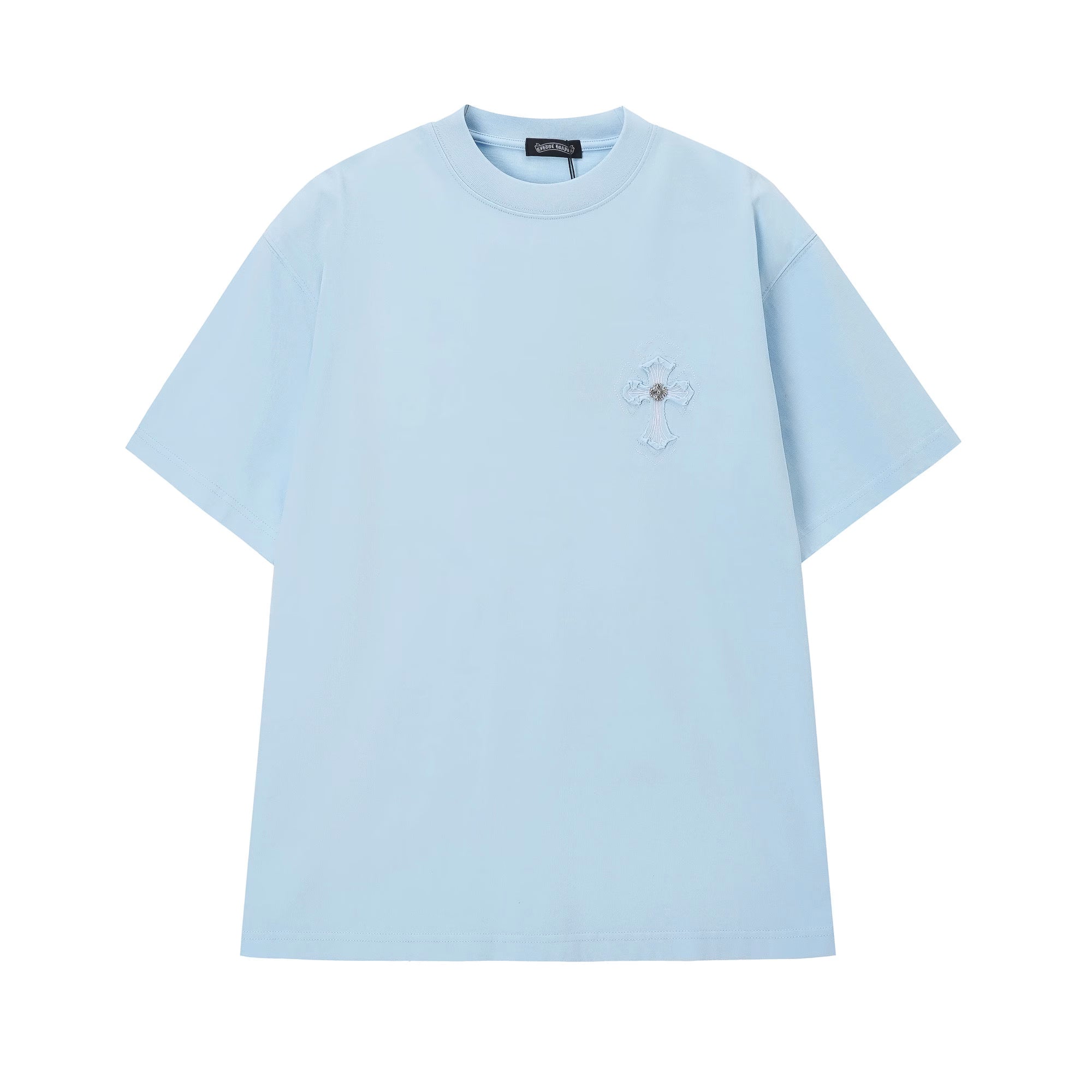 Authentic Chrome Hearts Chrome Hearts Sky Blue Cross Patch T-Shirt â€“ front view