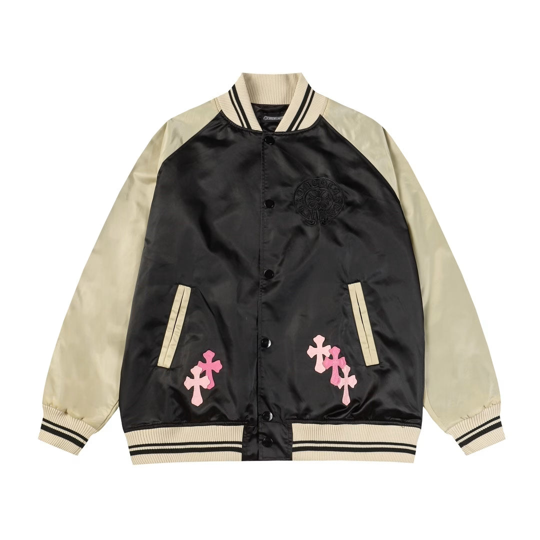 Authentic Chrome Hearts Chrome Hearts Multi Cross Letterman Jacket â€“ front view
