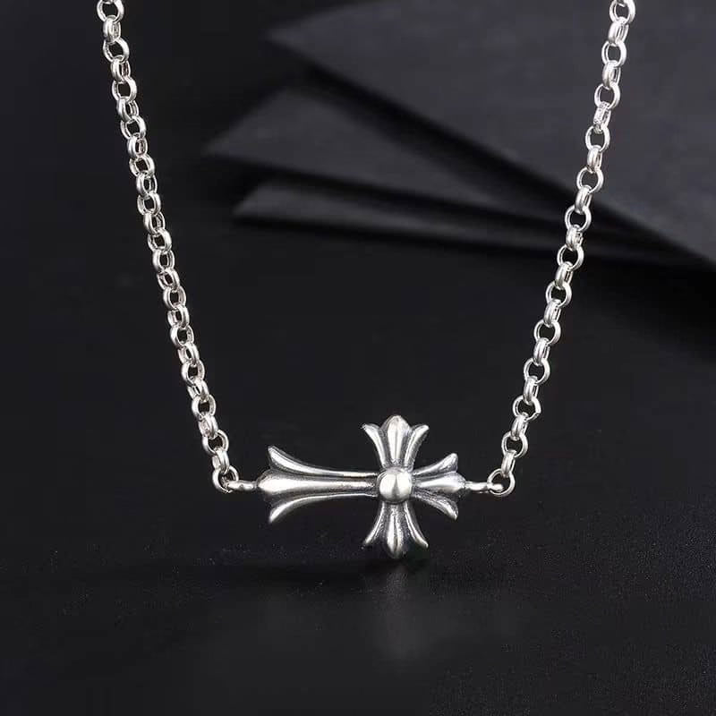 Authentic Chrome Hearts Chrome Hearts Mini Cross Chain Necklace â€“ front view