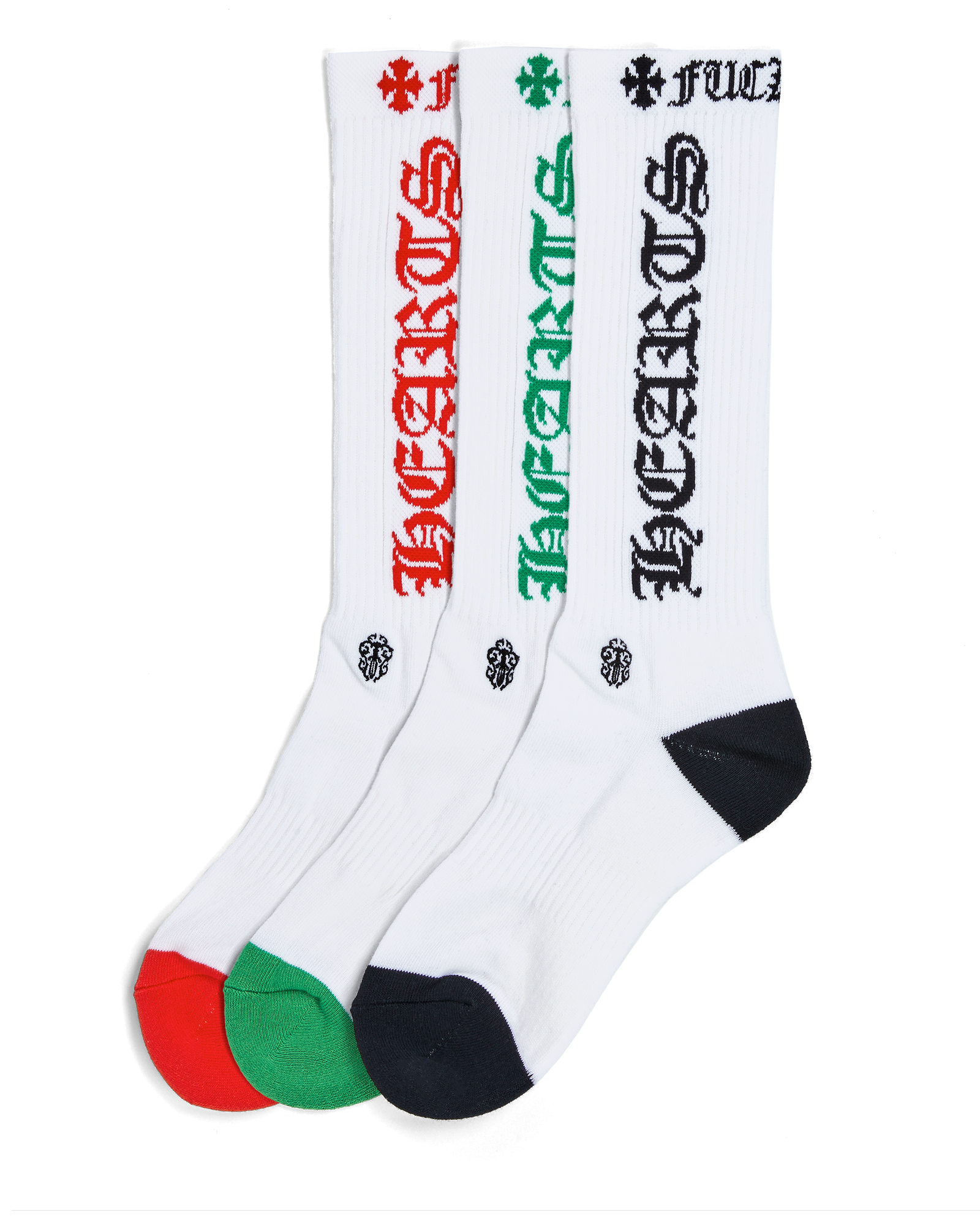 Authentic Chrome Hearts Chrome Hearts Red, Green & Black Socks â€“ front view