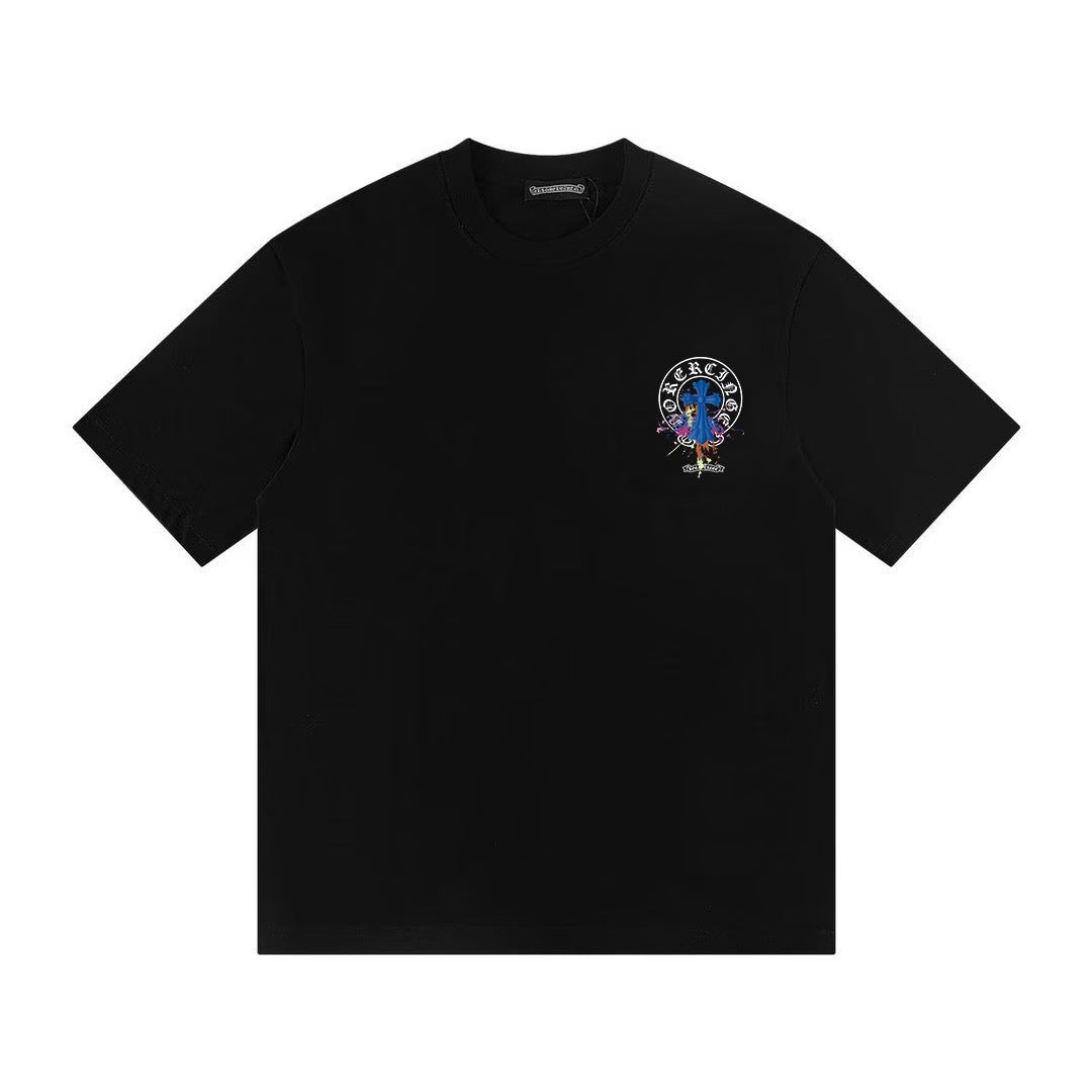 Authentic Chrome Hearts Chrome Hearts Cemetery Cross Splash Logo Tee Black â€“ front view