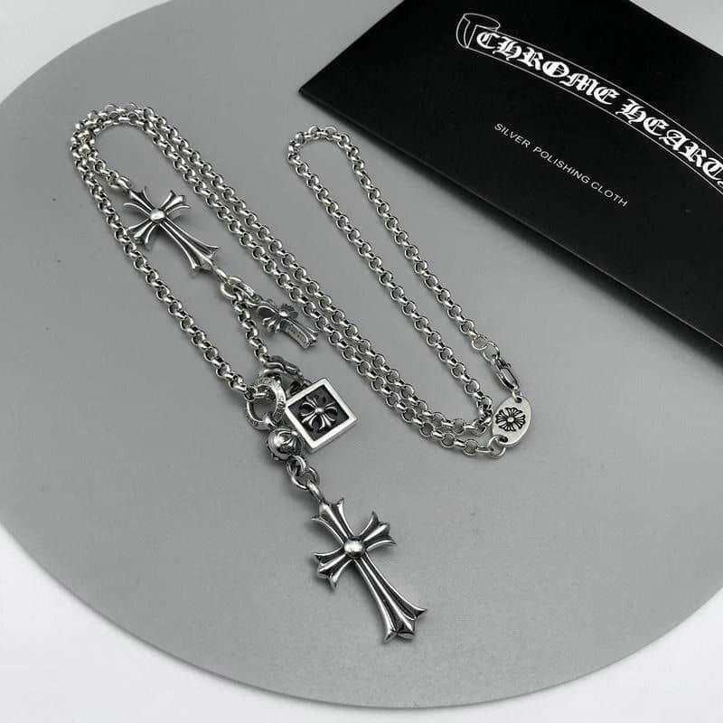 Authentic Chrome Hearts Chrome Hearts Multi Cross Charm Necklace â€“ front view