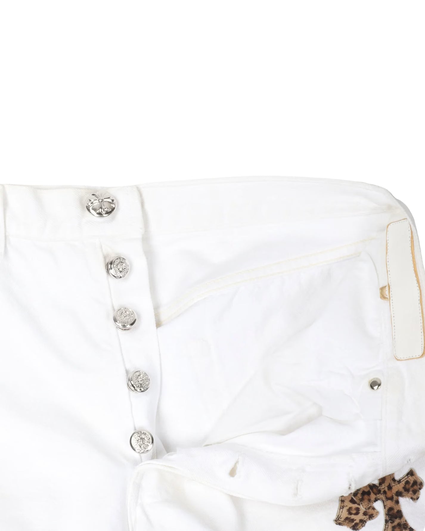 Authentic Chrome Hearts Chrome Hearts Leviâ€™s Leopard Cross Patch Jeans â€“ front view