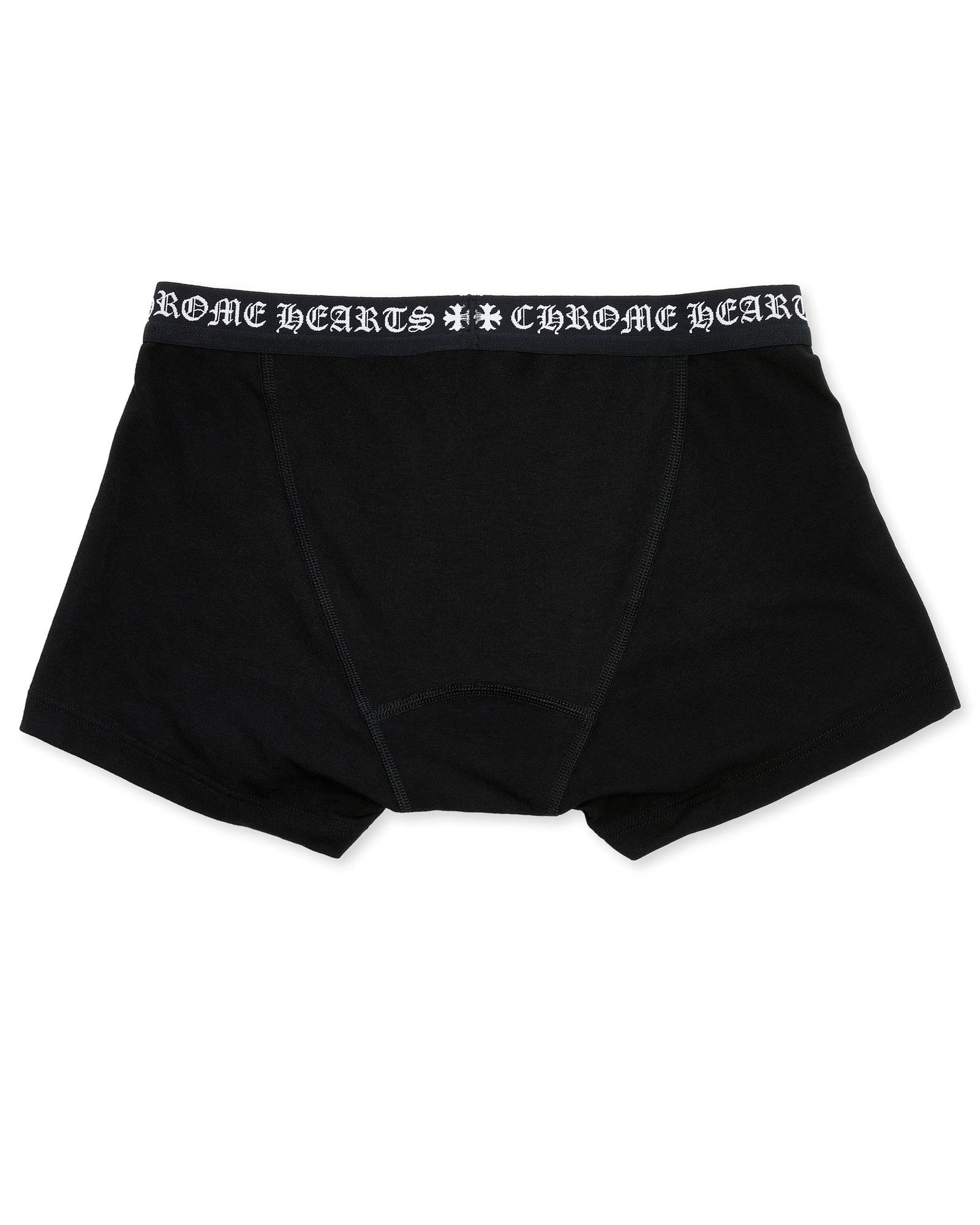 Authentic Chrome Hearts Black Cotton Boxer Brief with Black and White Jacquard â€“ front view