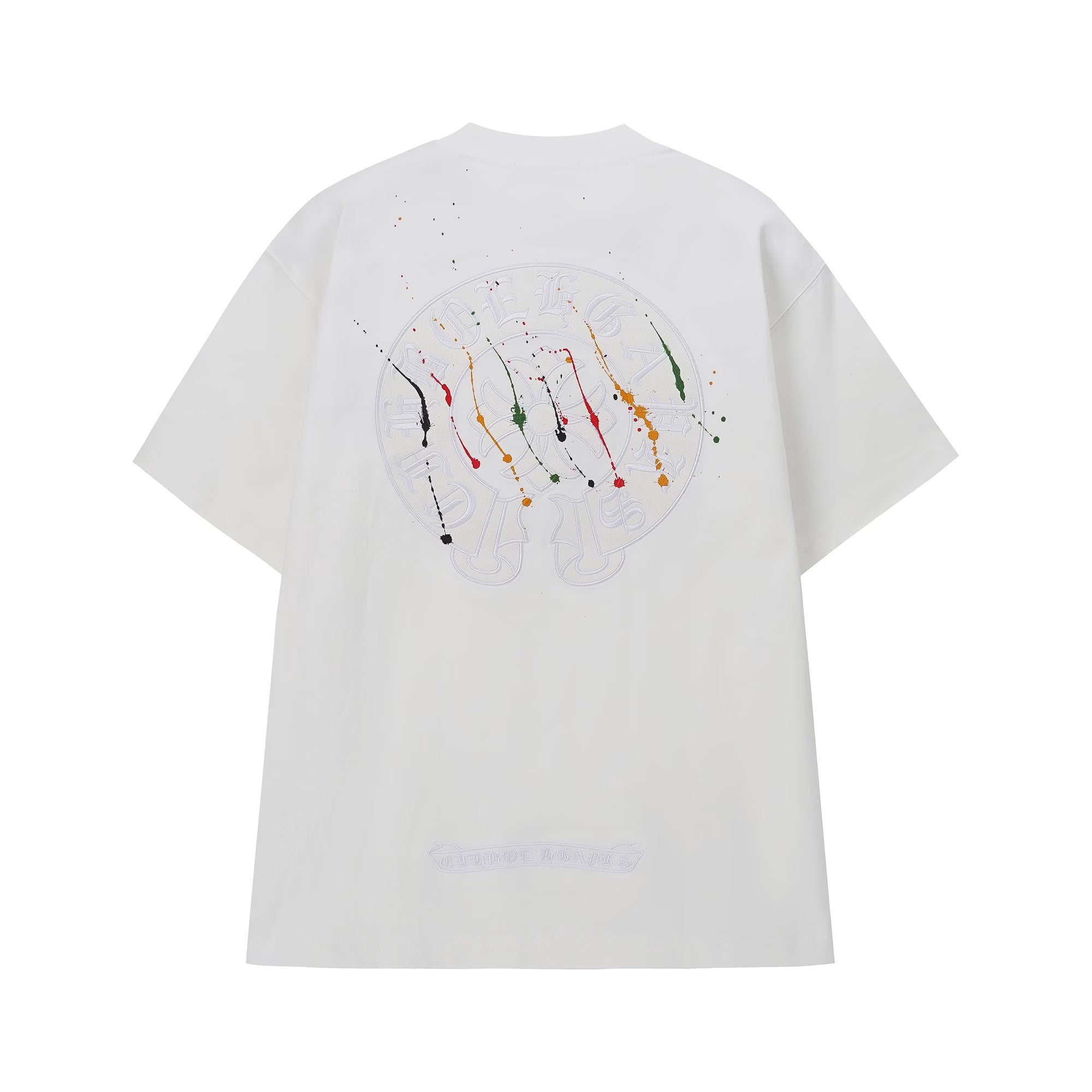Authentic Chrome Hearts Chrome Hearts White Paint Drip Cross T-Shirt â€“ front view