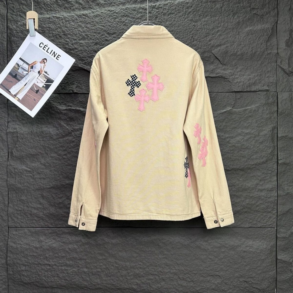 Authentic Chrome Hearts Chrome Hearts Jacket with Pink and Black Crosses â€“ front view