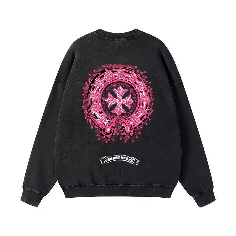 Authentic Chrome Hearts Chrome Hearts Pink Splash Horseshoe Long Sleeve â€“ front view