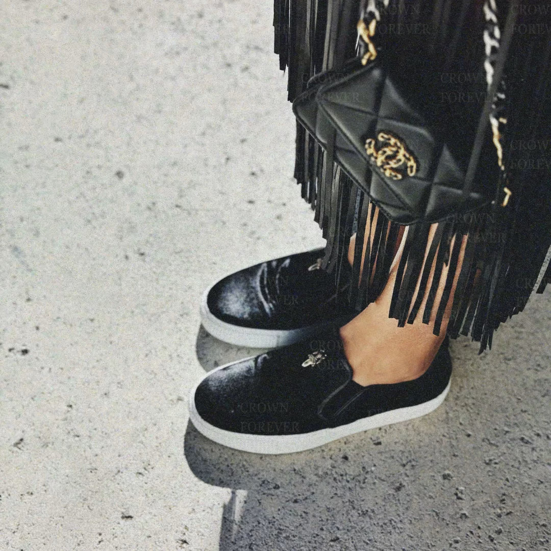 Authentic Chrome Hearts Chrome Hearts Dagger Slip On Horse Hair Shoe â€“ front view